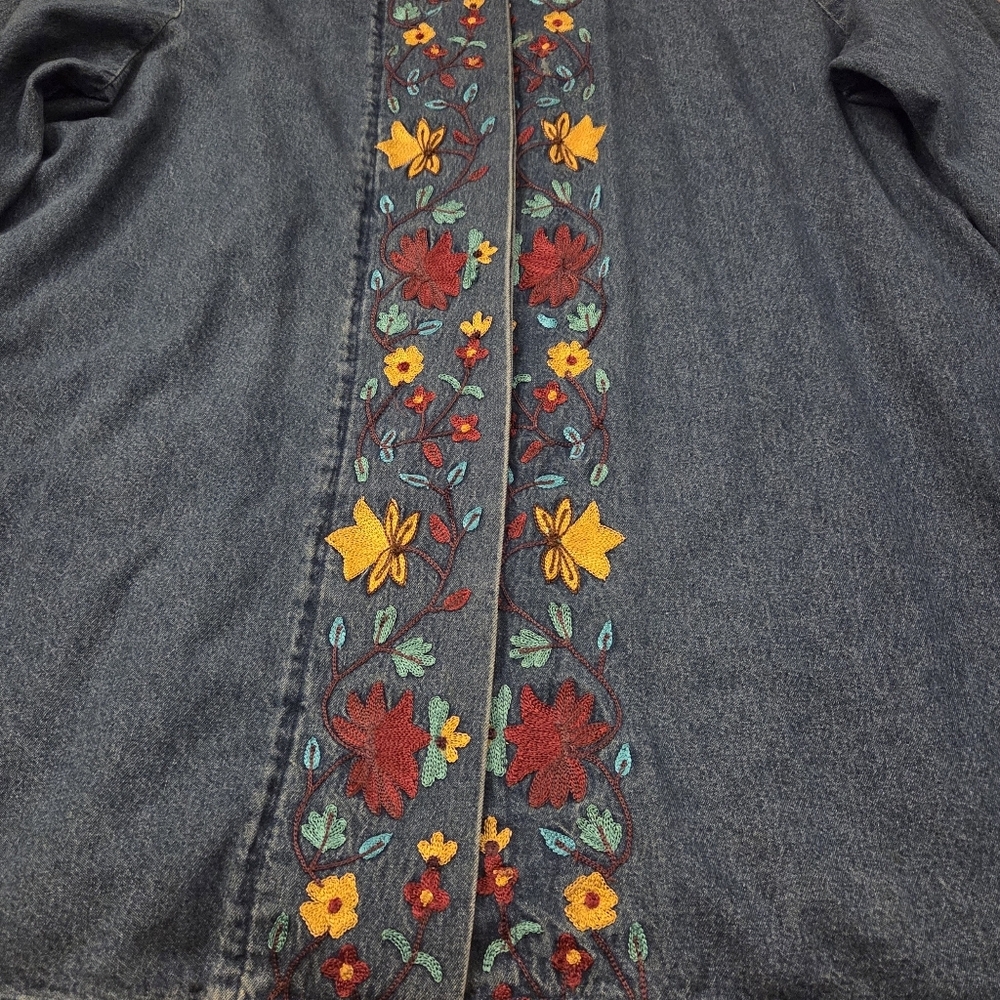 Vintage Original Anthony Denim Embroidered Button Down Jacket Women's 3X Cottage - Picture 11 of 11